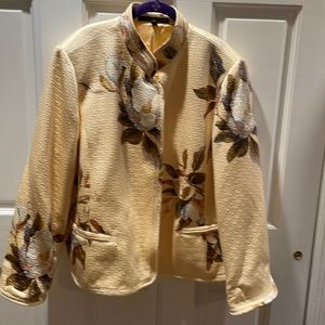 Lovely Vintage Linda Allard Ellen Tracy cotton silk blend Textured jacket.